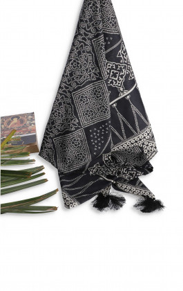 Black & White Cambric Printed Dupatta
